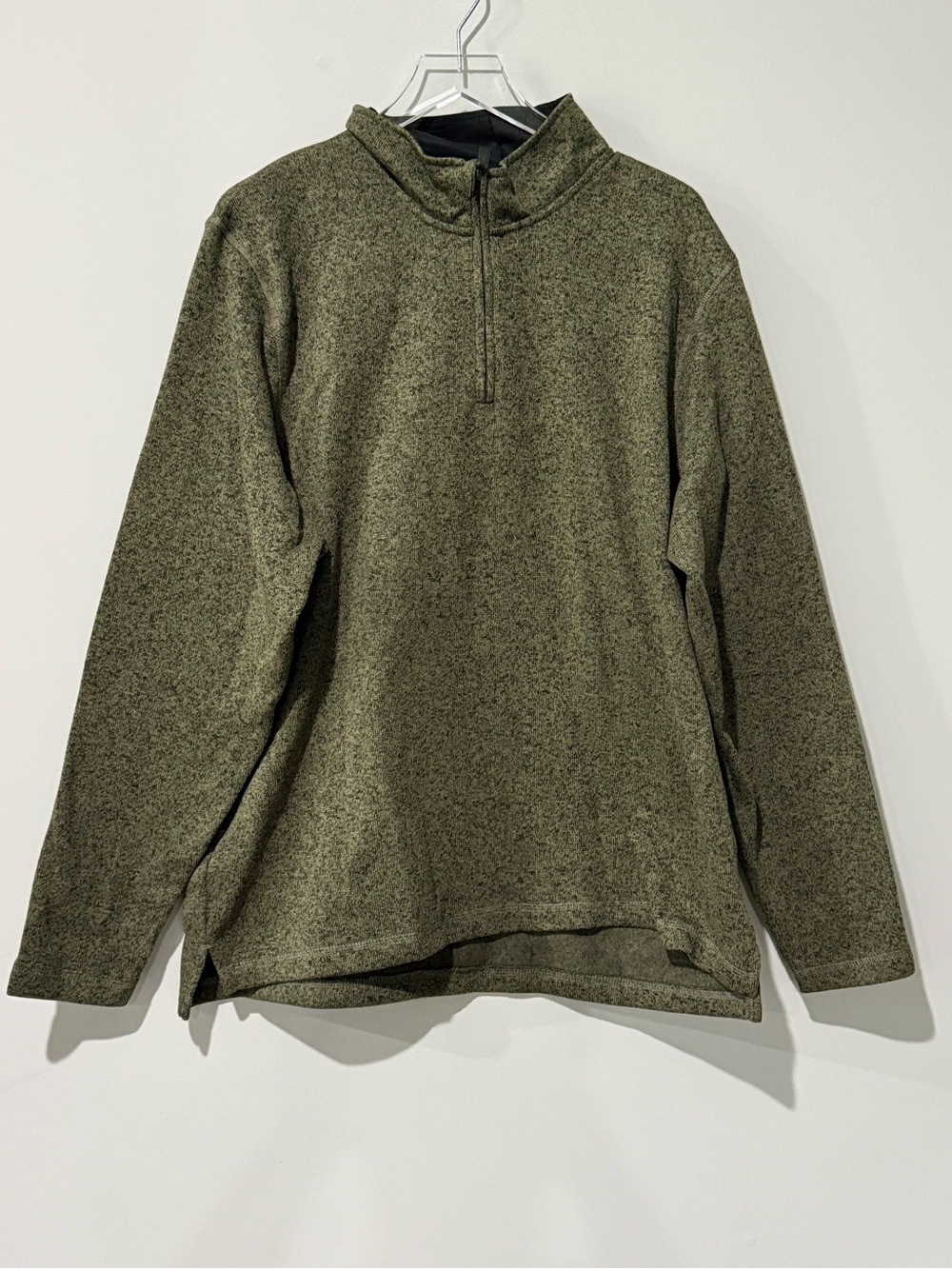 Wrangler Authentic Fleece Quarter Zip Pullover Size Large Olive Green